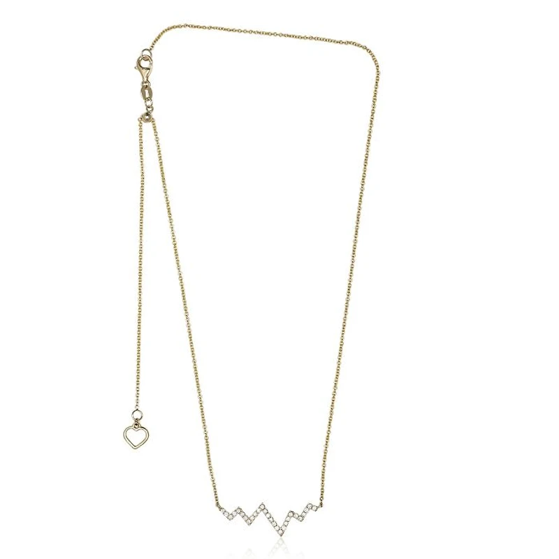 14K White Gold Diamond "Heartbeat" Necklace, 18"