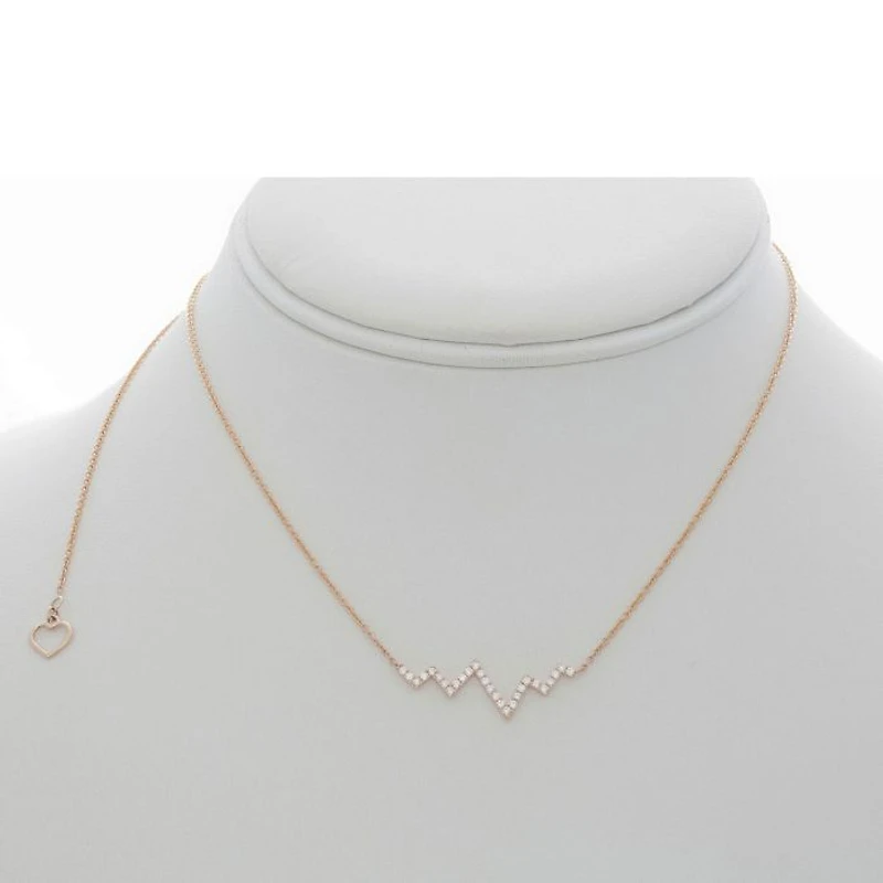 14K White Gold Diamond "Heartbeat" Necklace, 18"