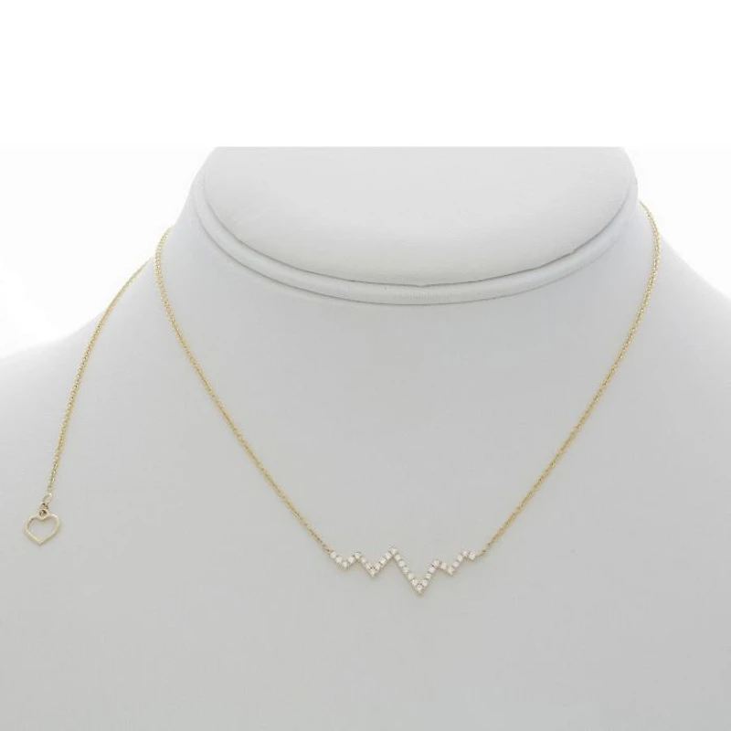 14K White Gold Diamond "Heartbeat" Necklace, 18"