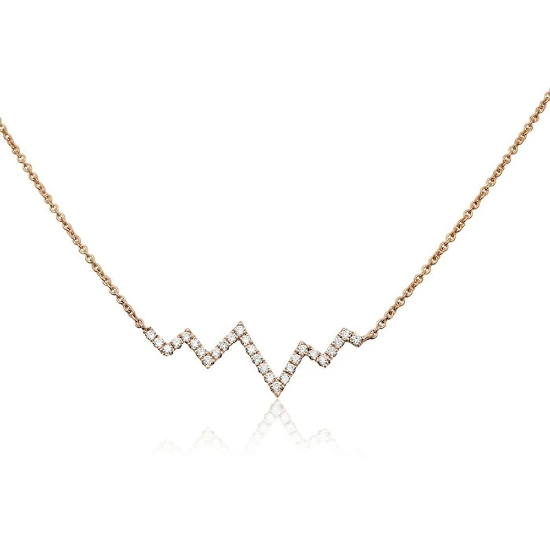 14K White Gold Diamond "Heartbeat" Necklace, 18"