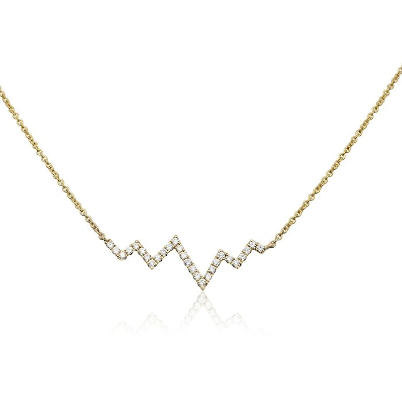 14K White Gold Diamond "Heartbeat" Necklace, 18"