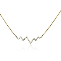 14K White Gold Diamond "Heartbeat" Necklace, 18"