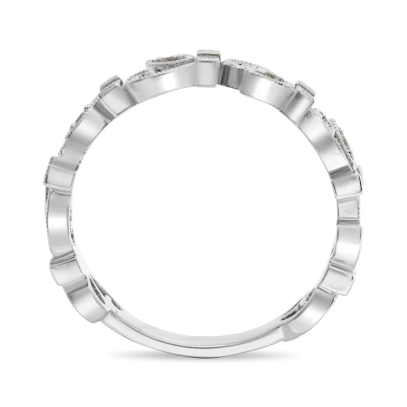 14K White, Yellow or Rose Gold 0.16cttw Diamond Ivy Scroll Band - 14K White Gold