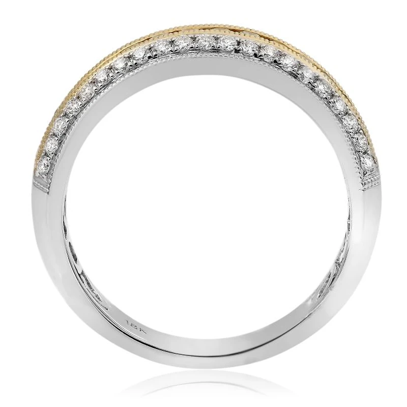 18K Two Tone Fancy Yellow and White Diamonds Wedding Band