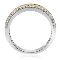 18K Two Tone Fancy Yellow and White Diamonds Wedding Band