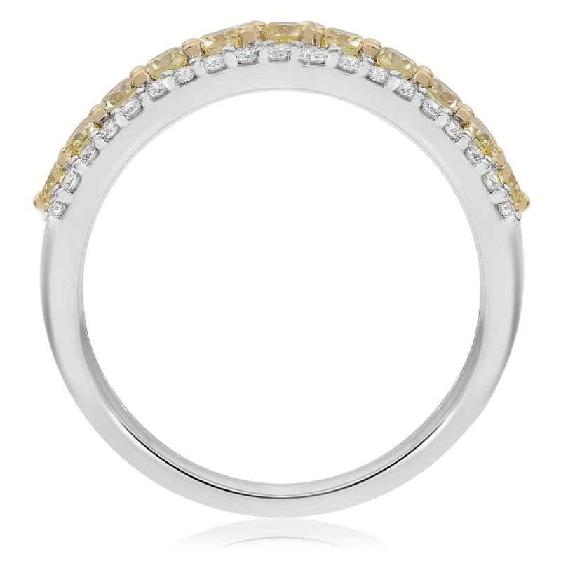 18K Two Tone Fancy Yellow and White Diamonds Wedding Band