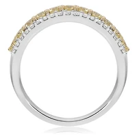 18K Two Tone Fancy Yellow and White Diamonds Wedding Band