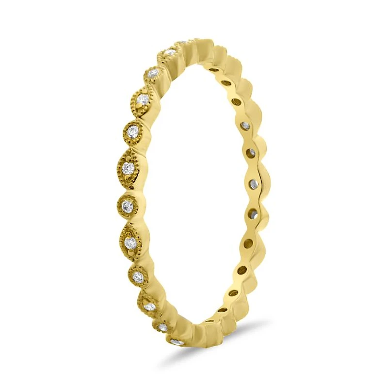 14K White, Yellow or Rose Gold 0.07cttw Diamond Marquise & Dot Eternity Band - 14K White Gold