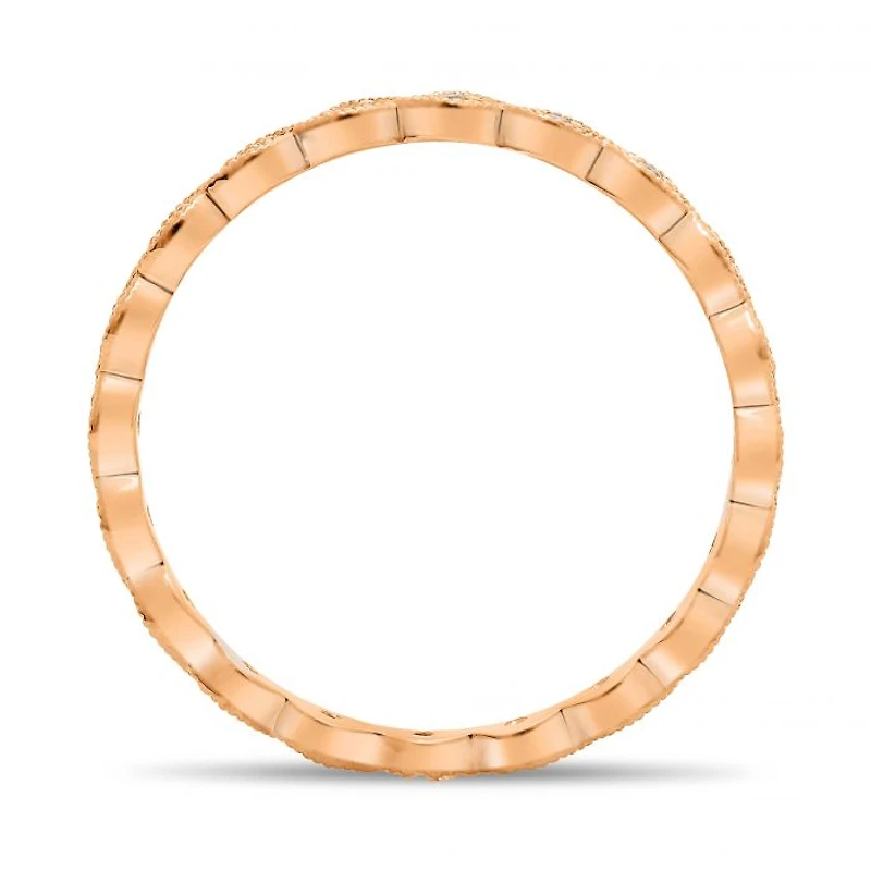 14K White, Yellow or Rose Gold 0.06cttw Diamond Milgrain Eternity Band - 14K White Gold