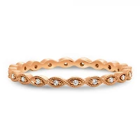 14K White, Yellow or Rose Gold 0.06cttw Diamond Milgrain Eternity Band - 14K White Gold