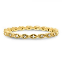 14K White, Yellow or Rose Gold 0.06cttw Diamond Milgrain Eternity Band - 14K White Gold