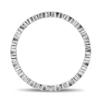 14K White, Yellow or Rose Gold 0.06cttw Diamond Geometric Milgrain Eternity Band - 14K White Gold / 4.5