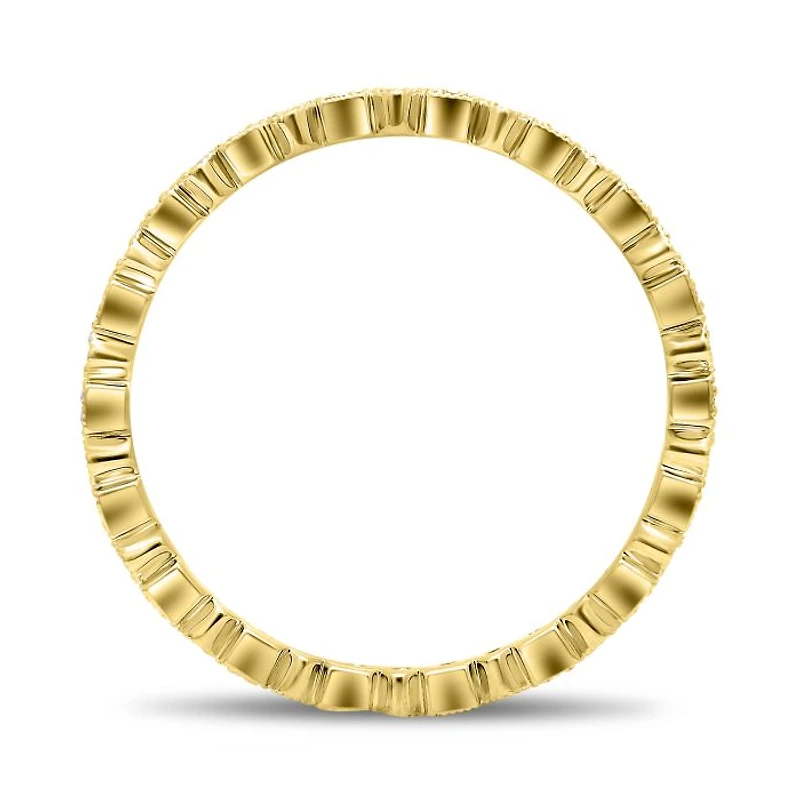 14K White, Yellow or Rose Gold 0.06cttw Diamond Geometric Milgrain Eternity Band - 14K White Gold / 4.5