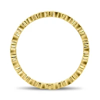 14K White, Yellow or Rose Gold 0.06cttw Diamond Geometric Milgrain Eternity Band - 14K White Gold / 4.5