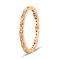 14K White, Yellow or Rose Gold 0.06cttw Diamond Geometric Milgrain Eternity Band - 14K White Gold / 4.5