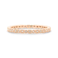 14K White, Yellow or Rose Gold 0.06cttw Diamond Geometric Milgrain Eternity Band - 14K White Gold / 4.5