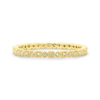 14K White, Yellow or Rose Gold 0.06cttw Diamond Geometric Milgrain Eternity Band - 14K White Gold / 4.5