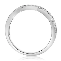 14K White, Yellow or Rose Gold 0.21cttw Diamond Twisted Milgrain Band - 14K White Gold