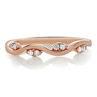 14K White, Yellow or Rose Gold 0.09cttw Diamond Wave Band - 14K White Gold / 4.5