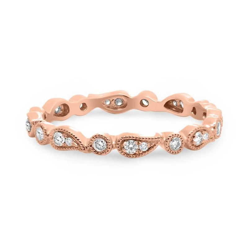 14K White, Yellow or Rose Gold 0.22cttw Diamond Paisley Eternity Band - 14K White Gold