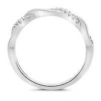 14K White, Yellow or Rose Gold 0.10cttw Diamond Twisted Pave Ring - 14K White Gold