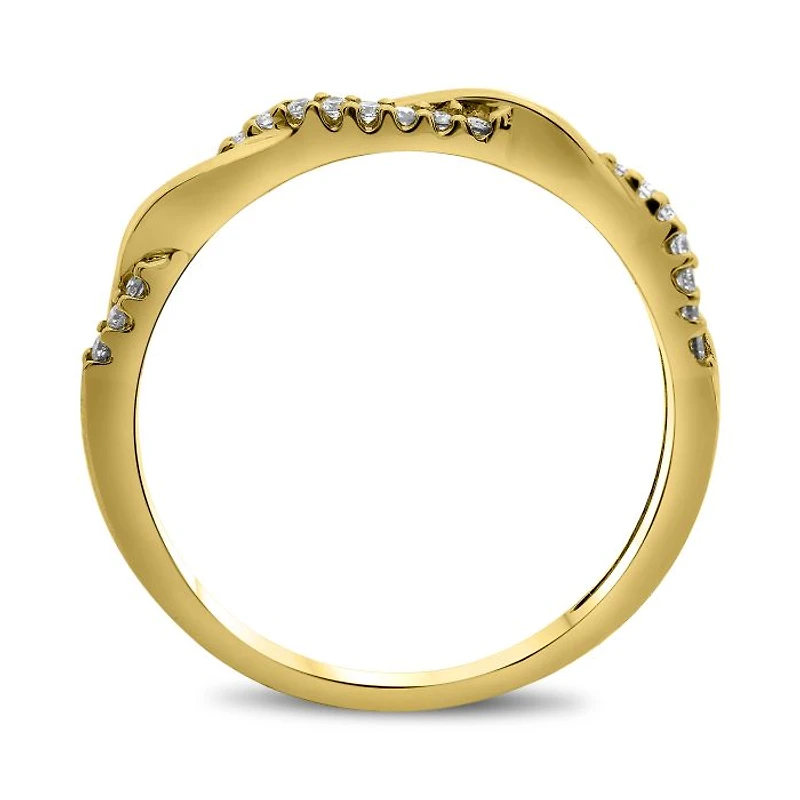 14K White, Yellow or Rose Gold 0.10cttw Diamond Twisted Pave Ring - 14K White Gold
