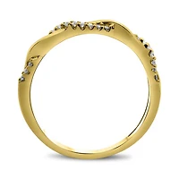 14K White, Yellow or Rose Gold 0.10cttw Diamond Twisted Pave Ring - 14K White Gold
