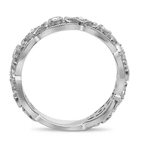 14K White, Yellow or Rose Gold 0.20cttw Ornate Milgrain Diamond Band - 14K White Gold / 4.5