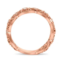 14K White, Yellow or Rose Gold 0.20cttw Ornate Milgrain Diamond Band - 14K White Gold / 4.5