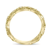 14K White, Yellow or Rose Gold 0.20cttw Ornate Milgrain Diamond Band - 14K White Gold / 4.5