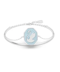 Swarovski Signum Bangle, Swan, Blue, Rhodium Plated 5628552- Discontinued