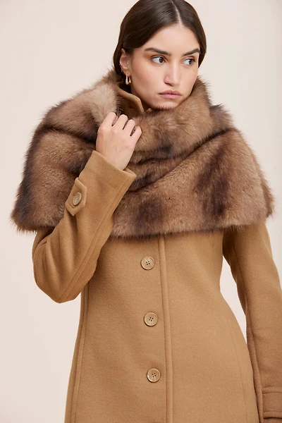 SORIA FAUX FUR LARGE SHAWL SCARF WITH SIDE SLIT