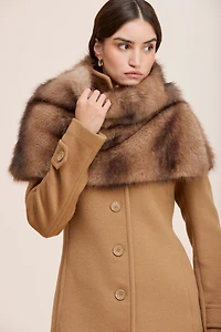 SORIA FAUX FUR LARGE SHAWL SCARF WITH SIDE SLIT