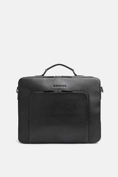BOSTON LEATHER BRIEFCASE WITH L. FRT. ZIPPER POCKET