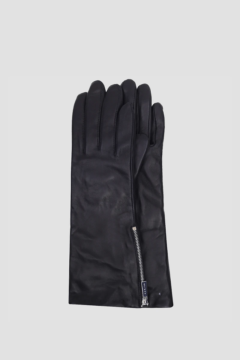 BAYLEE LONG LEATHER GLOVE WITH SIDE ZIPPER