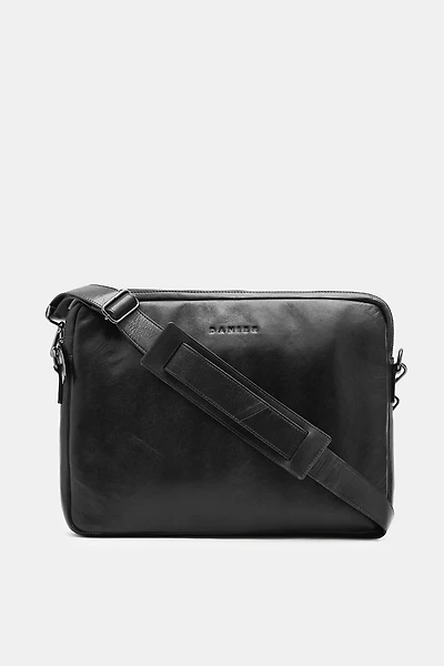 BOSTON LEATHER LAPTOP CARRIER WITH SHOULDER STRAP