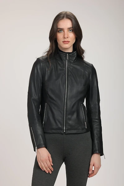 HANNAH Genuine Leather Bomber Jacket