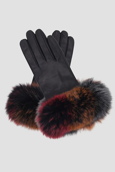 AVELINE Genuine Butter Soft Lambskin With Fur Trim Gloves