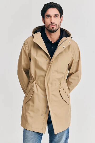 DAWSON HOODED FABRIC COAT WITH FLAP POCKETS