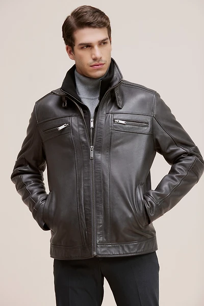 HAYDEN Genuine Lamb Leather Bomber Jacket Detachable Storm Insert