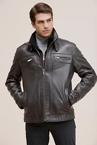 HAYDEN Genuine Lamb Leather Bomber Jacket Detachable Storm Insert
