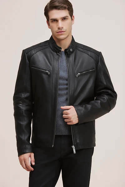 RONAN Genuine Lamb Leather Bomber Jacket