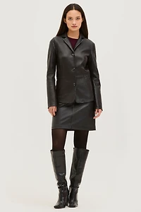 ADLEY BONDED LEATHER BLAZER