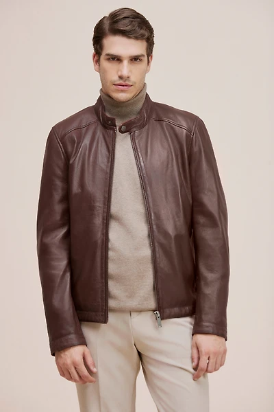 CAMDEN2 Genuine Lamb Leather Bomber Jacket