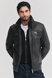 HAYDEN Genuine Lamb Leather Bomber Jacket Detachable Storm Insert