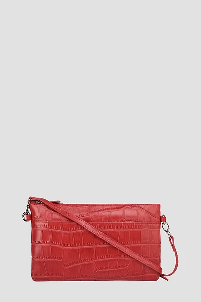 LETICIA Croc Effect Genuine Leather Crossbody