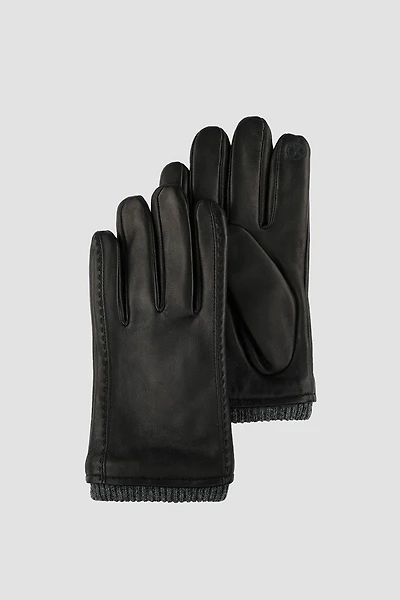 TANO Genuine Leather Rib Knit Trim Thinsulate Lined Gloves