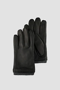 TANO Genuine Leather Rib Knit Trim Thinsulate Lined Gloves
