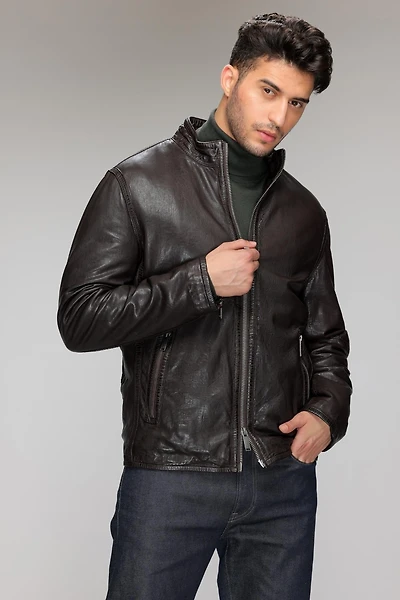 KEIFER Genuine Leather Bomber Jacket