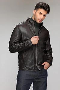 KEIFER Genuine Leather Bomber Jacket